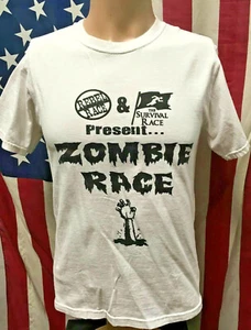 SURVIVAL RACE Flag small tee 5K mud run fitness Zombie Rebel creepy T shirt - Picture 1 of 3