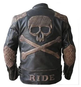 Herren Lederjacke Biker Vintage Moto Distressed Retro Fahrer Echtleder - Bild 1 von 12