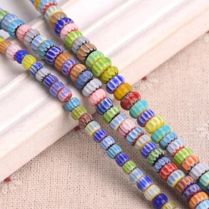 1 Strand 40cm 100pcs Rondelle 5mm 6mm 7mm Millefiori Lampwork Glass Beads Lot - Picture 1 of 8