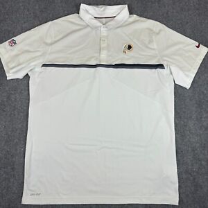 Nike On Field Dri Fit Redskins Polo Shirt Men's Extra Large White Performance