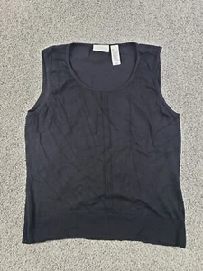 Liz Claiborne Large Knit Sweater Vest Black Round Neck - Picture 1 of 8