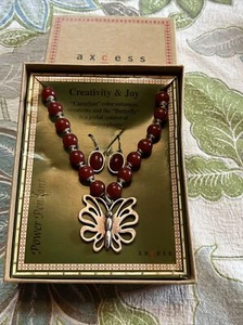 Liz Claiborne Access power pendant Red Jewelry Set Creativity & Joy Butterfly - Picture 1 of 5