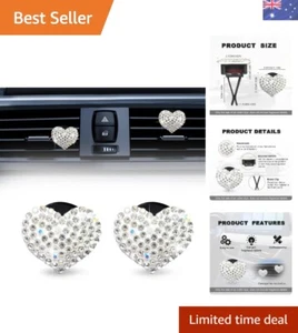 Bling Crystal Heart Charms Car Air Vent Clips – 2 Piece Set for Interior Decor - Picture 1 of 9