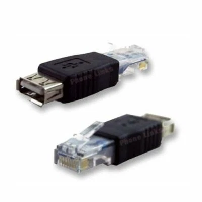 2 x USB 2.0 Type A Female To RJ45 Male Ethernet Network LAN Adapter Connector - Image 1 of 4