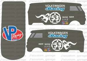 racing Volkswagen bus  1/64 custom water slide decal Compatible For Hot Wheels - Picture 1 of 1