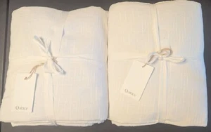 Quince Cotton Slub Room Darkening Curtain White 48x96 Set of 2 Panels -NEW- - Picture 1 of 8