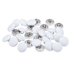 30pcs 15mm Fabric Cloth Covered with Metal Shank Round Sewing Buttons, White - Picture 1 of 7