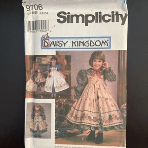 Vintage Simplicity #9706 UNCUT Daisy Kingdom Mädchen & Puppe Kleid Muster - Bild 1 von 1