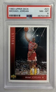 1993 Upper Deck #23 Michael Jordan quasi nuovo-MT PSA 8 Cert#46703186 GnuTradingCards - Foto 1 di 8