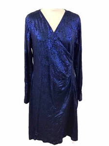 JOE BROWNS METALLIC BLUE FLORAL PATTERN PARTY DRESS BNWT SIZE 16 - Picture 1 of 6