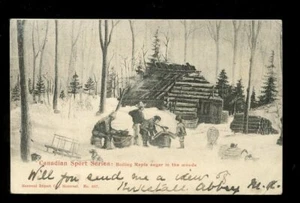 Canada Canadian Sport Series Boiling Maple Sugar in woods u/b used 1904 PPC - Picture 1 of 2