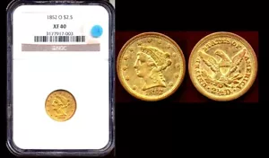 1852-O $2.5 NGC XF40 ORIGINAL COLOR & SURFACE  LIBERTY GOLD QUARTER EAGLE++ - Picture 1 of 1