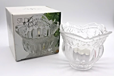 NEW Studio Nova Votive Candleholder Floral Lace Clear Crystal In Box - Image 1 of 4