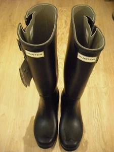 Hunter Wellington Norris Field Tall 39 Schwarz Stiefel Gummistiefel Side Adjusta - Bild 1 von 6