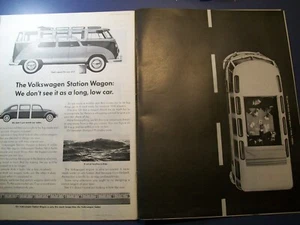 1963 VW Volkswagen BUS Station Wagon 2-pg large-mag ad- sunroof- playing cards - Picture 1 of 1