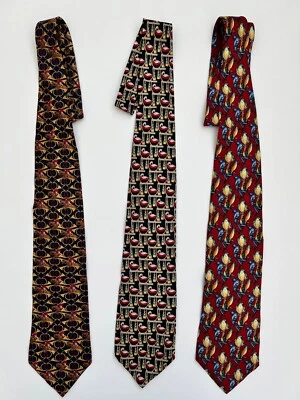 Gravatas de pescoço Paul Fredrick - Conjunto de 3 100% seda italiana - Excelente estado - Imagem 1 de 4