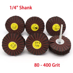 Schleiflamellenscheibe Schleifpapier Scheibe 1/4" Schaft für Bohrer 80 - 400 Körnung - Bild 1 von 4