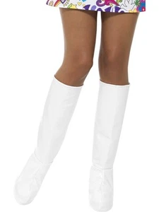 Ladies 60s 1960s 70s Fancy Dress Bootcovers Go Boot Covers White by Smiffys - Picture 1 of 1