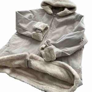 Seventy Seven 77 Leather & Sherpa Jacket Zip Cuffs Hood Vintage Women’s 3X Coat - Bild 1 von 24