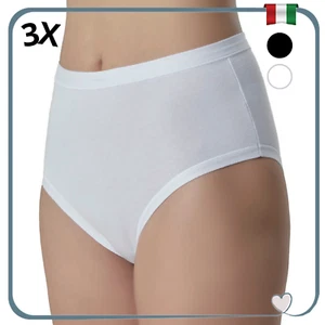 3 Slip da Donna Cotone Elasticizzato Culotte Culotta Vita Alta Mutande Coulotte - Picture 1 of 4