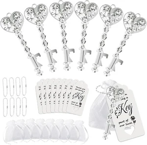 Wedding Favors Bottle Opener, Vintage Heart Bottle Opener, 8 PCS Key Bottle Open - Picture 1 of 8