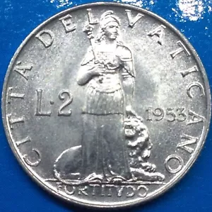2 lire 1953 Vatican Pius XII UNC Al - Picture 1 of 7