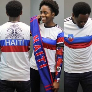 Vintage Haiti Haitian Soccer Jersey Color White/Blue/Red (Unisex)