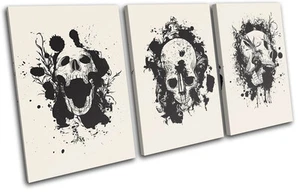 Skull Graffiti Cream Illustration TREBLE CANVAS WALL ART Picture Print VA - Picture 1 of 1