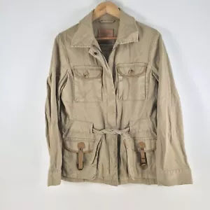 Massimo dutti jacket womens aus 10 beige long sleeve collar cotton 103212 - Picture 1 of 9