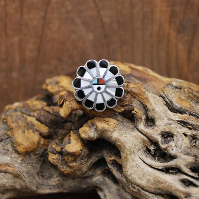 Sterling Silver Inlaid Sun Kachina Mask Tie Tack - Image 1 of 4