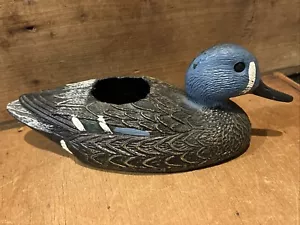 Esca anatra plastica Flambeau vintage convertita in vaso fioriera decorazione cabina loggia - Foto 1 di 7