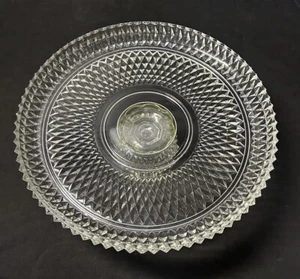 Vintage Indiana Glass Diamond Point Clear 12" Crystal Cake Stand\Pedestal - Picture 1 of 9