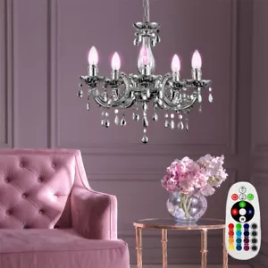 Lampadario a Sospensione Tavolo da Pranzo Dimmer Telecomando Cristalli - Foto 1 di 12