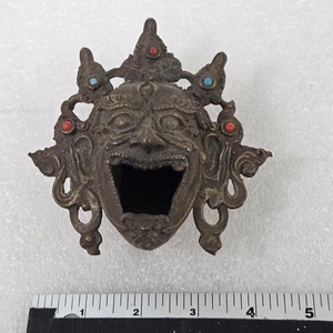 Vintage Messing Wächter Maske Figur - Himalaya / Hindu Bhairava Stil - Bild 1 von 16