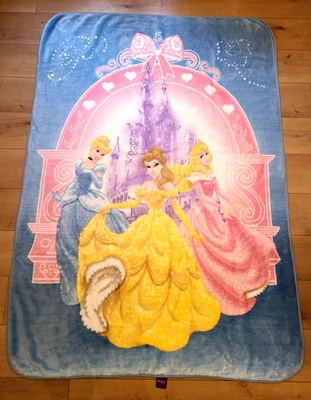 Disney Princesses VTG 90s Plush Blanket Cinderella Sleeping Beauty Belle 59"x78" - Image 1 of 4