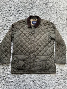 Chaqueta Lands End Para Hombre Grande Verde Acolchada Granero Tareas Pana Cuello Forrado - Imagen 1 de 15