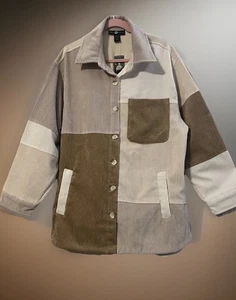 Cord-Sakko Damen Gr. 14/16 Farbblock Taschen Freizeit Cottagecore lässig warm - Bild 1 von 13