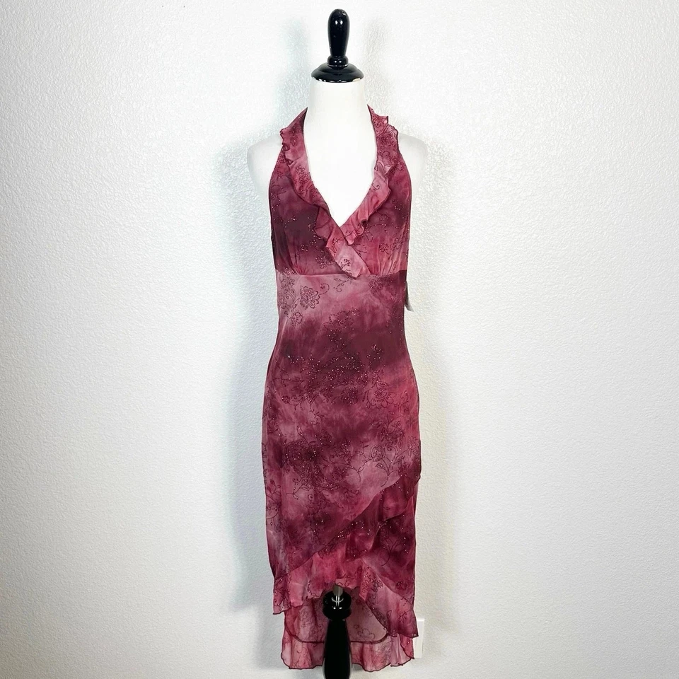 Vestido asimétrico halter vintage Rampage años 90 Y2K Fairy Grunge Whimsigoth HOCO S Foto 1 de 4