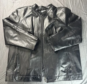 Jessica London Damen schwarze Lederjacke 28 Zoll Brustumfang 29 Zoll Länge - Bild 1 von 7