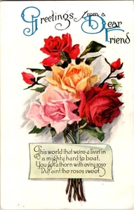 Hermosas flores en postal de felicitación vintage o/18 BI6644 - Imagen 1 de 2