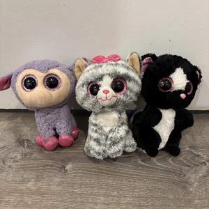 Beanie Boos 3er Set TY Plüschtiere Katze Stinktier Lamm Schaf - Bild 1 von 5