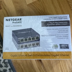 Netgear ProSAFE 5-Port Gigabit Desktop Ethernet Switch GS105 NEW SEALED - Picture 1 of 6