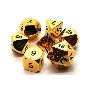Juego de dados de metal Old School RPG de polietileno - dorado brillante (7) nuevo - Imagen 1 de 2