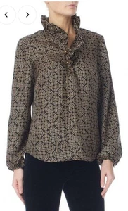 Elizabeth Shirt Silk In Metro Design By Elizabeth McKay Sz 8 - Picture 1 of 11
