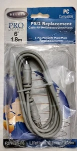 Belkin 6 Ft. Mini DIN 6 Pin Male to Male PS/2 Keyboard Mouse KVM to PC Cable - Picture 1 of 1