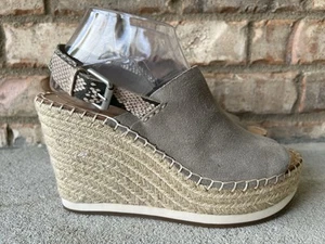 Dolce Vita Women’s Platform Espadrilles Snake Wedge Gray Suede Slingback Size 9 - Picture 1 of 15