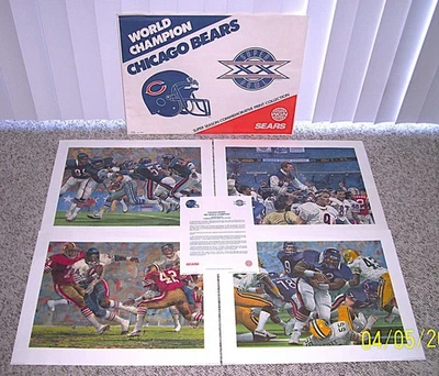 1985年☆世界冠军☆芝加哥熊☆超级季节纪念印刷品收藏 — 第 1/4 张图片