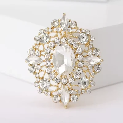 Broche de flores de luxo broche de cristal branco outono ação de graças joia presente para mulheres - Imagem 1 de 4