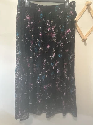 Lane Bryant Mock Wrap Black Floral Lace Skirt Hi Low Midi Size 22/24 - Image 1 of 4