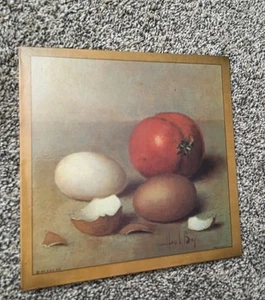 Henk Bos Litho Stillleben 70er Jahre Filzrücken Lebensmitteldruck 8 x 8 GUC Vintage Kunst - Bild 1 von 8